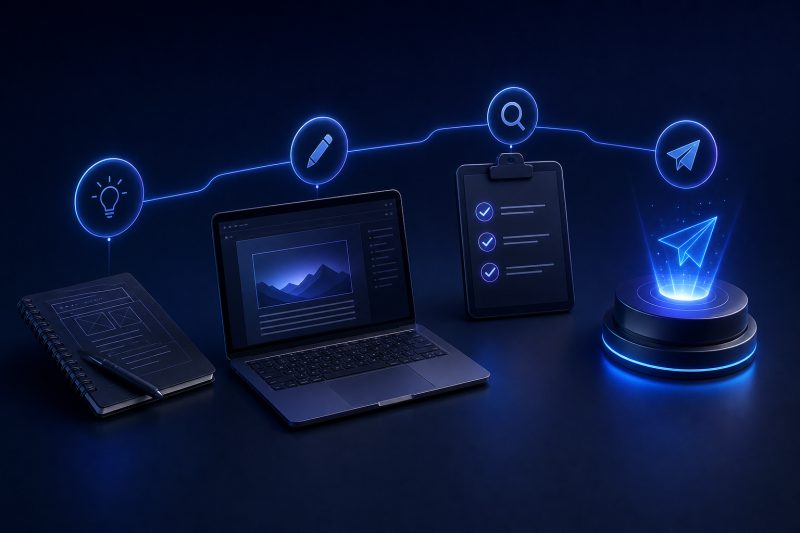 內容產出的實際流程：從草稿到發布｜中小企業 SEO 說明圖