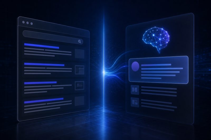 AI 搜尋跟傳統 SEO 排名邏輯差在哪裡？ 說明圖