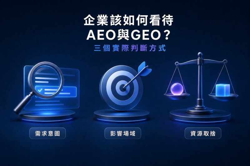 企業該如何看待AEO與GEO？三個實際判斷方式 說明圖